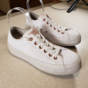 Converse Chuck Taylor All Star Lift Platform Women's White Sneakers Rose Gold 8